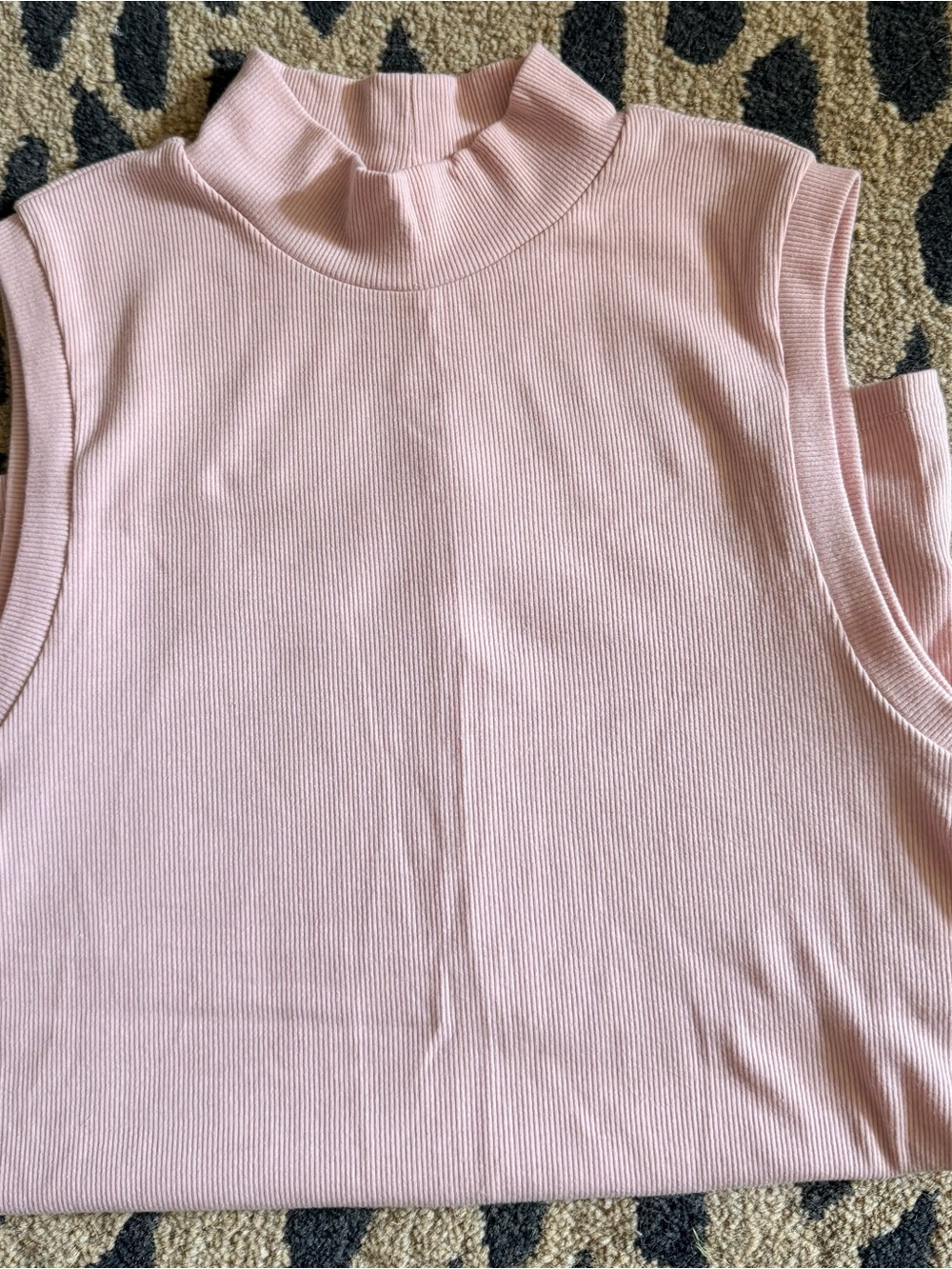 GAP Light Pink Ribbed Mock Neck Sleeveless Top